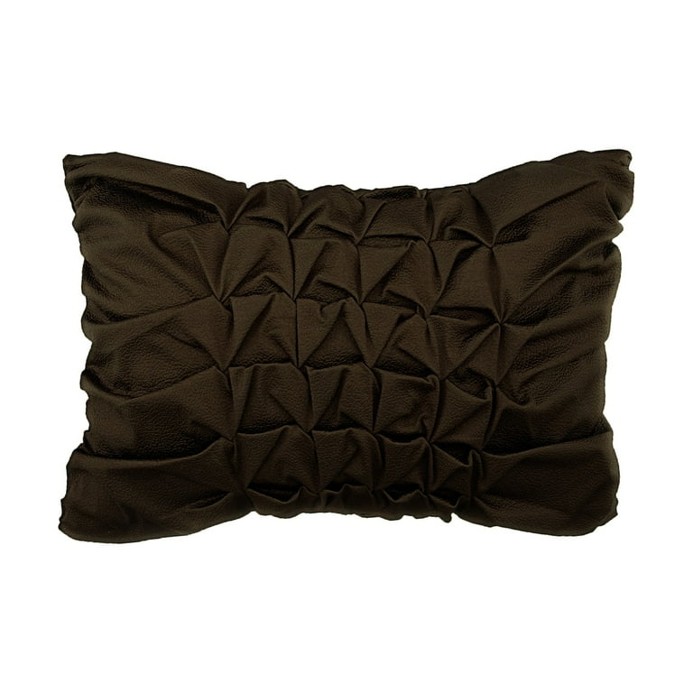 Decorative Brown Lumbar pillow case 12x18 inch 30x45 cm Faux Leather Lumbar pillow long Throw Pillow Covers with Pintucks Solid Color Pattern Throw Pillows Chocolate Muse Walmart