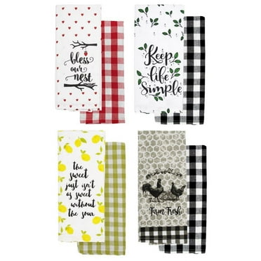 Decorative Buffalo Plaid Kitchen Towels Set of 8 Cute Flour Sack Dish Towels 100% Cotton Home Use