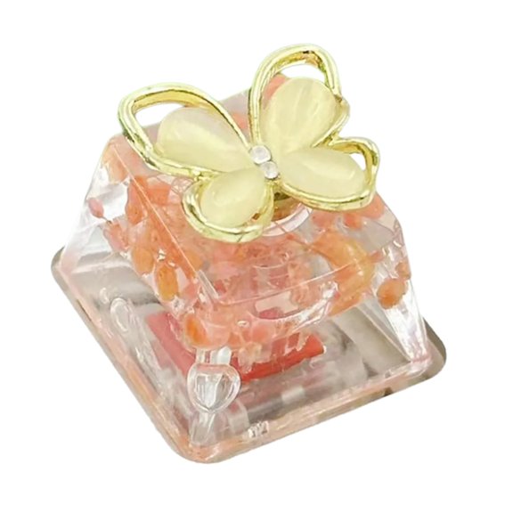 Decorative Butterfly Flower Mechanical Keyboard Keycap Epoxy Resin Unique Rotating with Backlight for Gamers