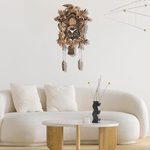 Decorative Call Clock, Distressed Style Wall Clock, Hourly Time Display Clock for Home Living Room Bedroom Children Room Decor Use