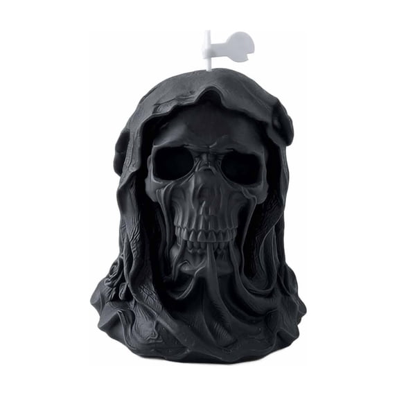 Decorative Candle Black Skull Sculpted for Gothic Halloween Home Decor