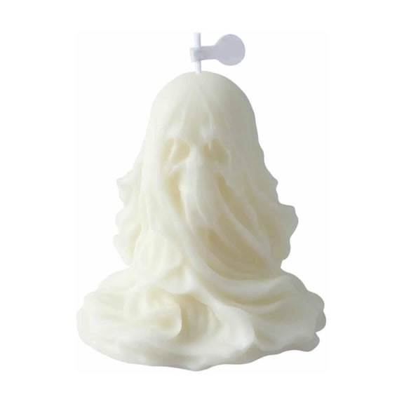 Decorative Candle, Halloween Skeleton Decor, Spooky Halloween Decor, Halloween Indoor Decor, 3X3 Inch White Ghost Skeleton Candle for Dining Table Centerpiece