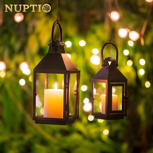 Nuptio 10.2in Lanterns Decorative Indoor,Candle Lanterns for Home