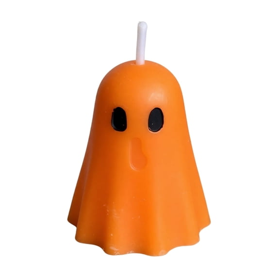 Decorative Candle Orange Ghost Shaped Unscented Wax Candle for Halloween Home Decor Halloween Party Table Centerpiece 1 Piece