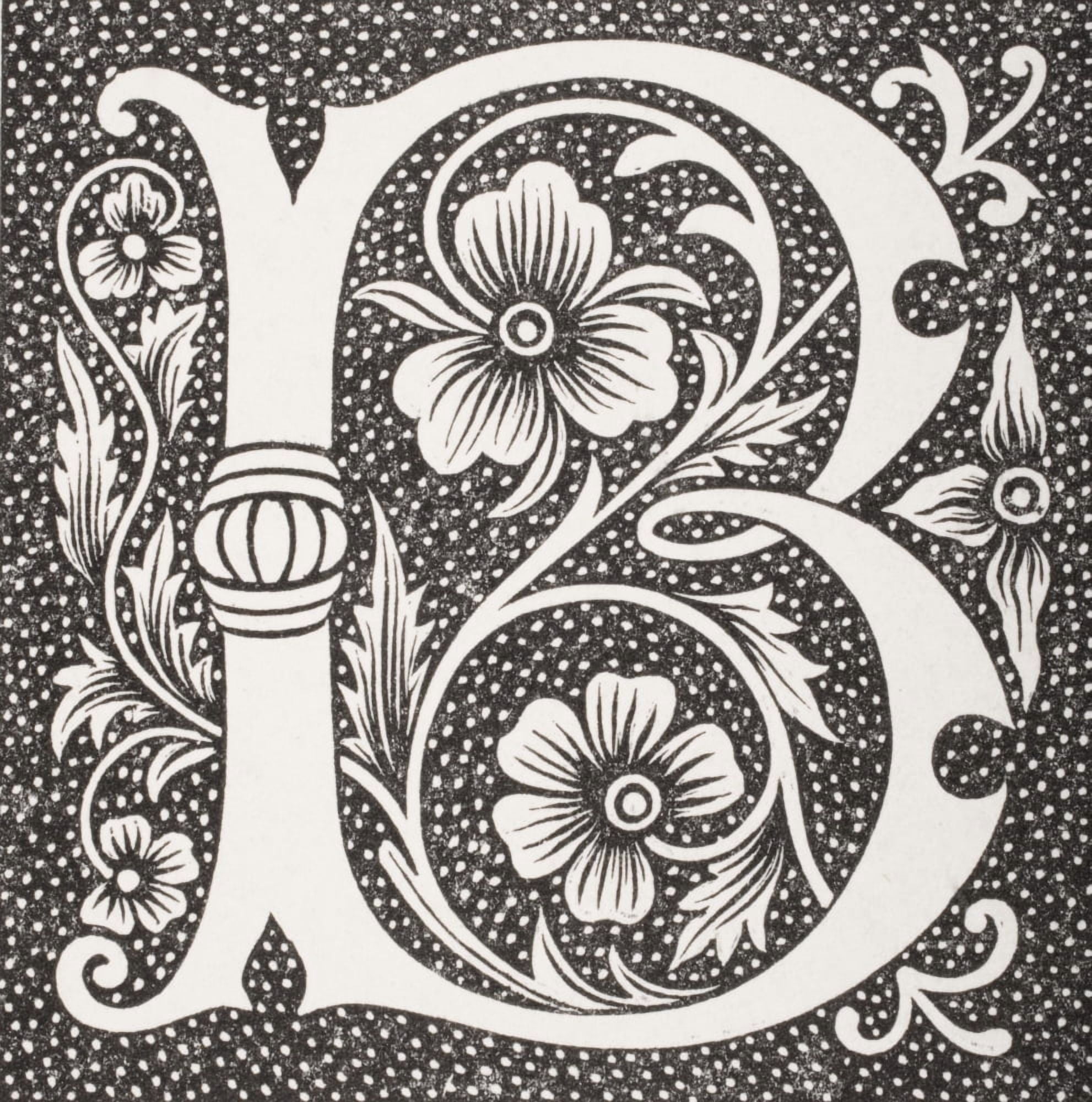 Decorative Capital Letter B Canvas Art - Ken Welsh Design Pics (14 x 15)
