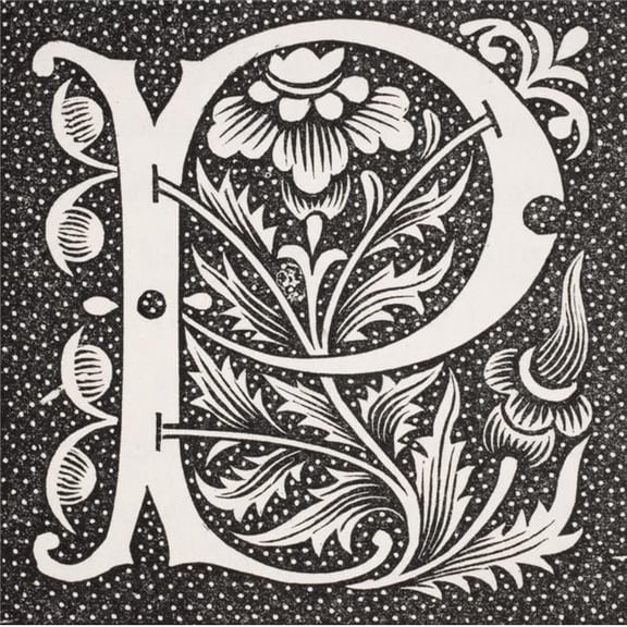Decorative Capital Letter P Poster Print, Large - 24 x 24