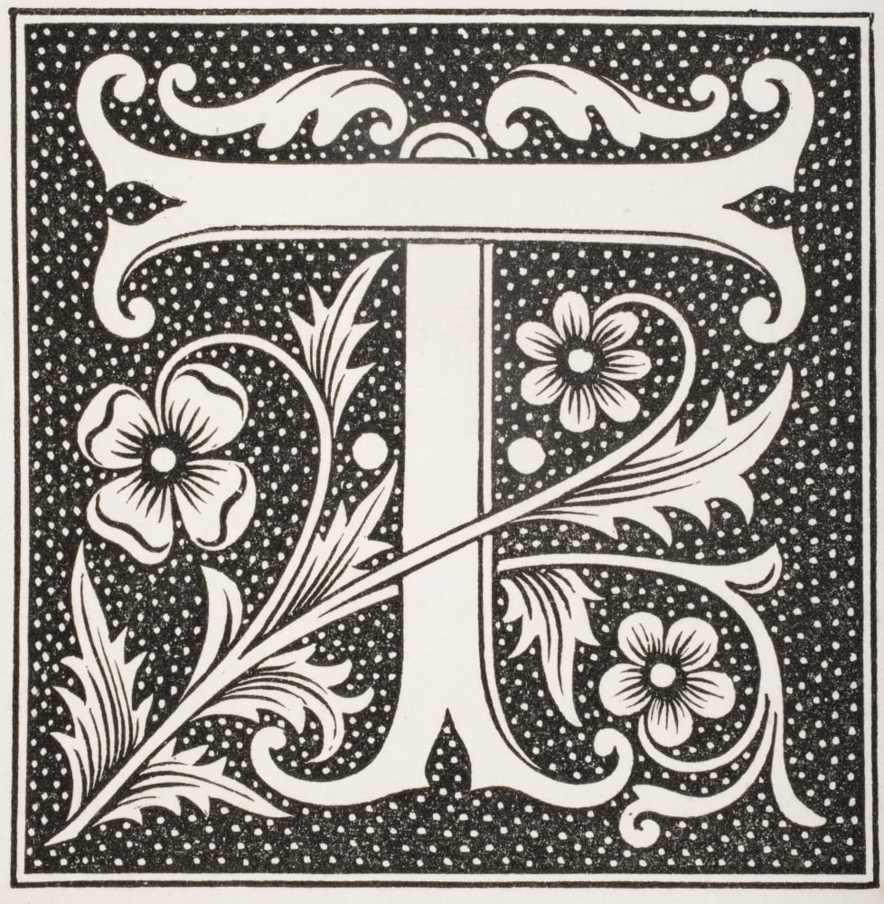 Decorative Capital Letter T Canvas Art - Ken Welsh Design Pics (28 x 30)