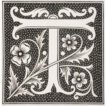 Decorative Capital Letter T Poster Print, 14 x 15