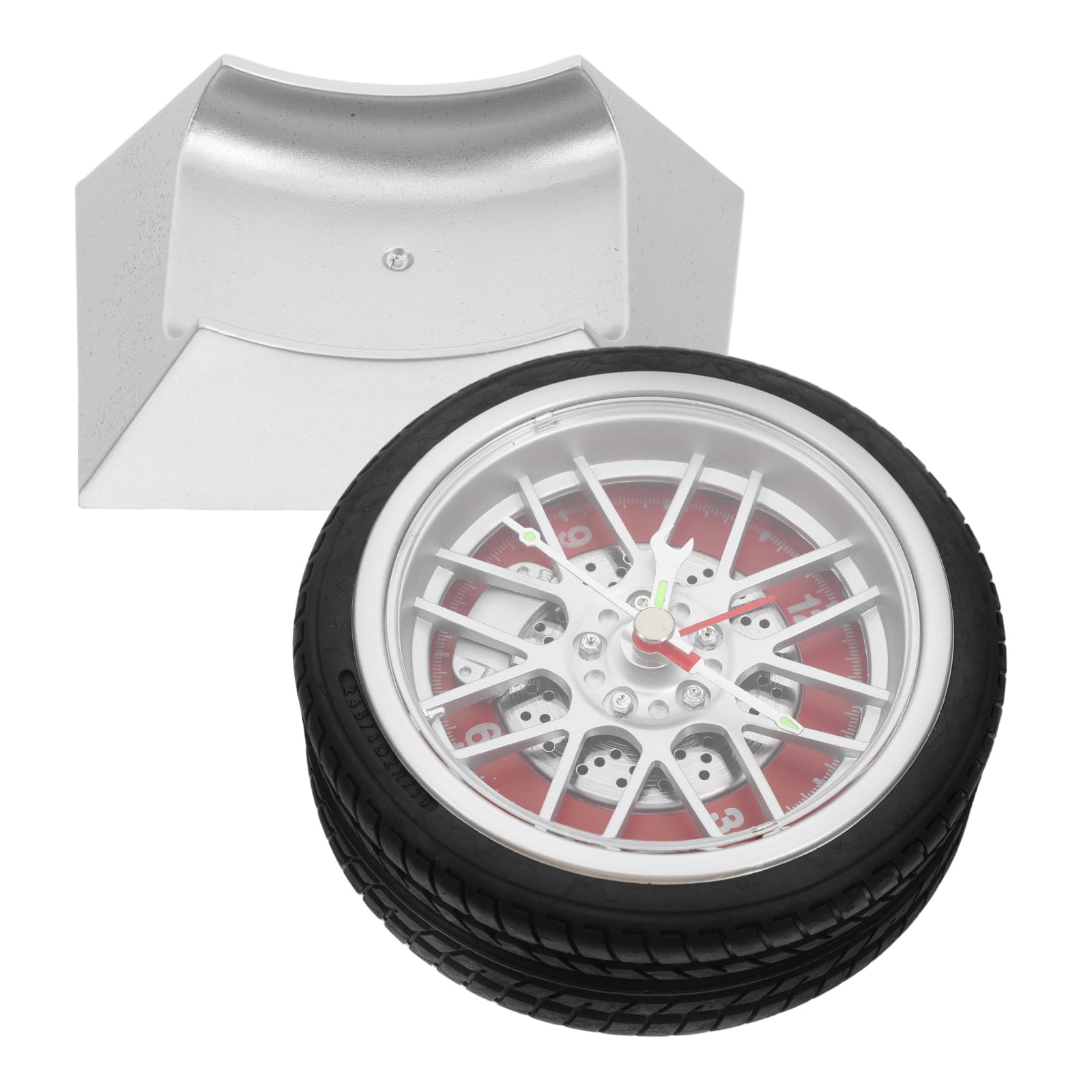 Retro Car Clock with Stand Silent Quartz Movement Wheel and Tire Desk ...