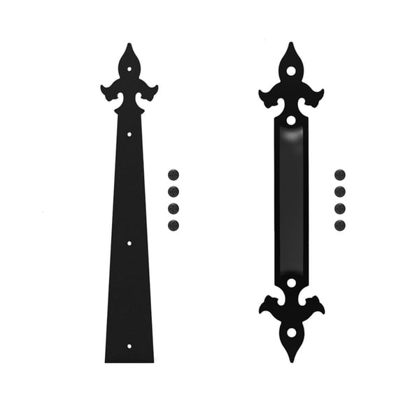 Decorative Carriage House Garage Handle Hinge Accent Set Sliding Barn Door Hardware Kit Arrow Style 2 Handles 4 Hinges ,Smooth Sliding