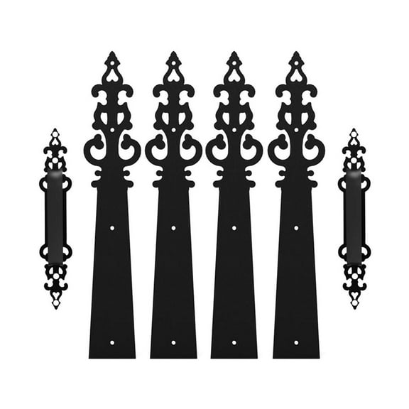 Decorative Carriage House Garage Handle Hinge Sliding Barn Door Hardware Kit Braided Style 2 Handles 4 Hinges ,Smooth Sliding