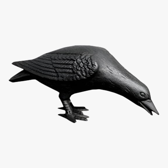 Decorative Cast Iron Crow, Black, Head Down, JS-90-7117