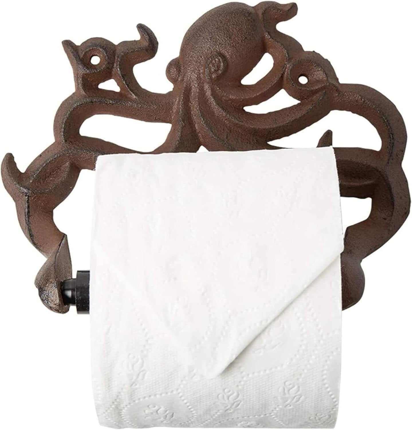 Comfify Cast Iron Octopus Toilet Paper Holder, Wall Mounted, Rust Brown