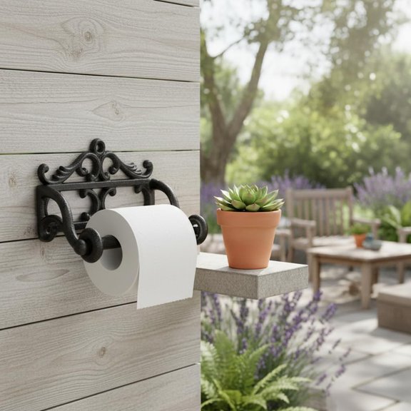 Decorative Cast Iron Toilet Paper Holder, White Victorian Scroll Wall Mounted Paper Roll Organizer, Shabby Chic Bathroom Accent, Finished Metal Tissue Hanger, 1 Unit (Black)$$Tools & Hardware Other