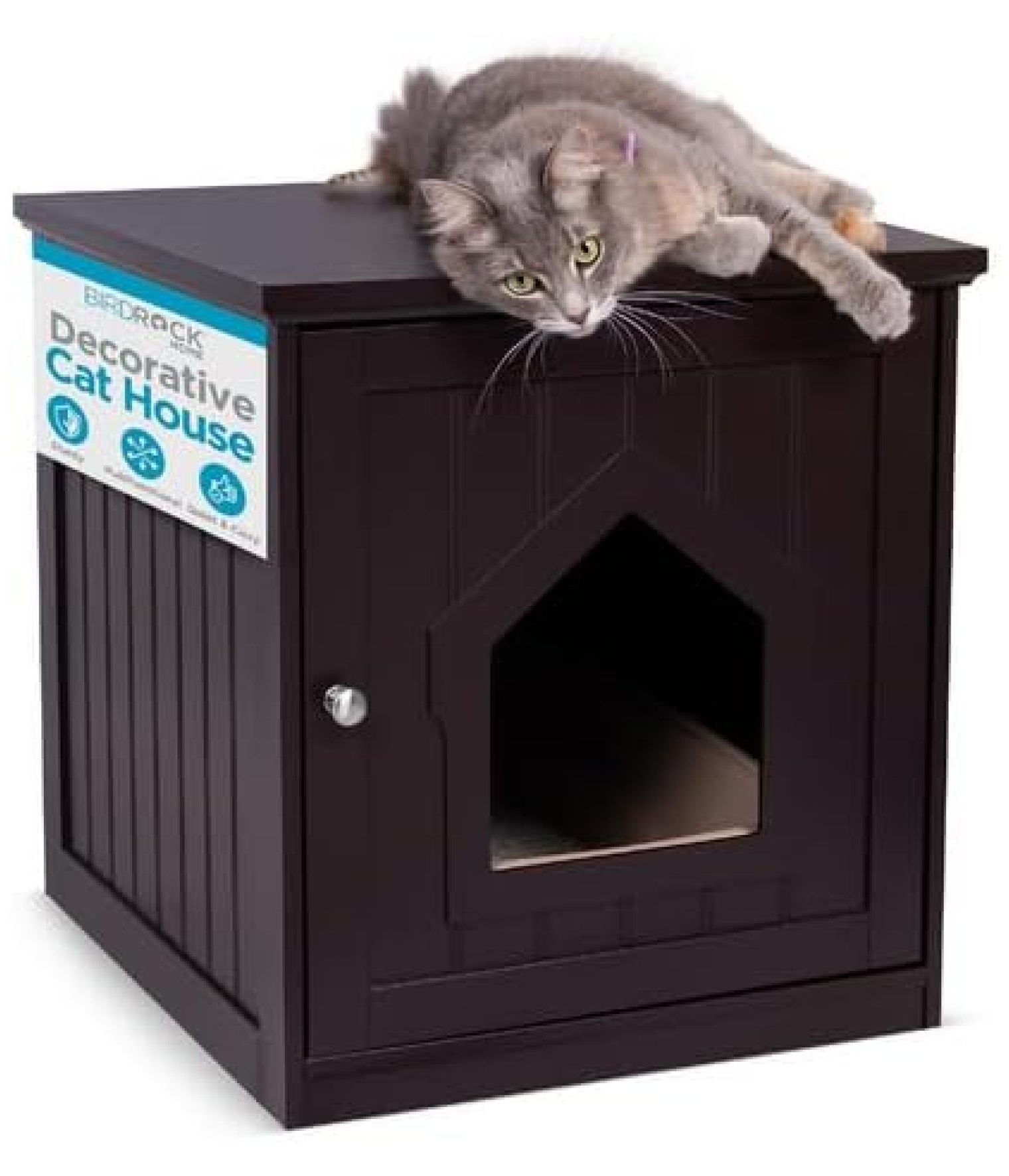Picture of Decorative Cat House & Side Table, Nightstand, Pet Crate, Hidden Litter ...