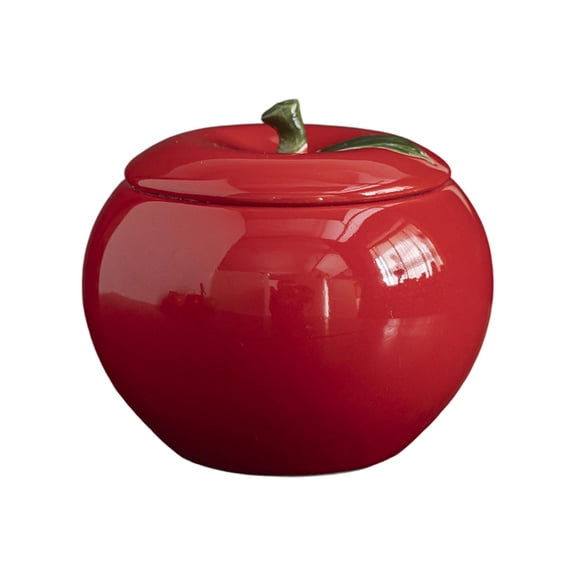 Decorative Ceramic Apple Shaped Storage Jar With Lid For Candy Snacks Or Small Items Home Kitchen Counter Or Office Decor Red