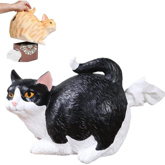 Decorative Ceramic Cat Tissue Holders, Cute Resin Tissue Box for Bathroom Kitchen or Bedroom, Functional Cat Butt Tissue Holder for Organizing Bathroom Tissues and Paper Towels