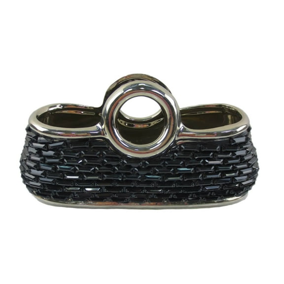 Decorative Ceramic & Glass Purse Flower Vase, 10 1 By 4" X 4 1 By 4" X 5"(H)