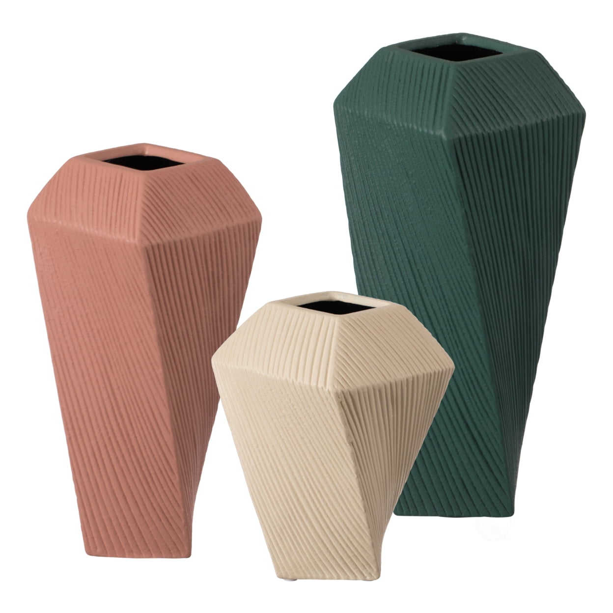 Tiny Green Ridged Ceramic Decorative Table Vase