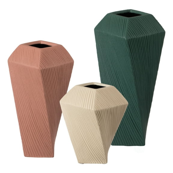 Decorative Ceramic Square Twisted Centerpiece Table Vase
