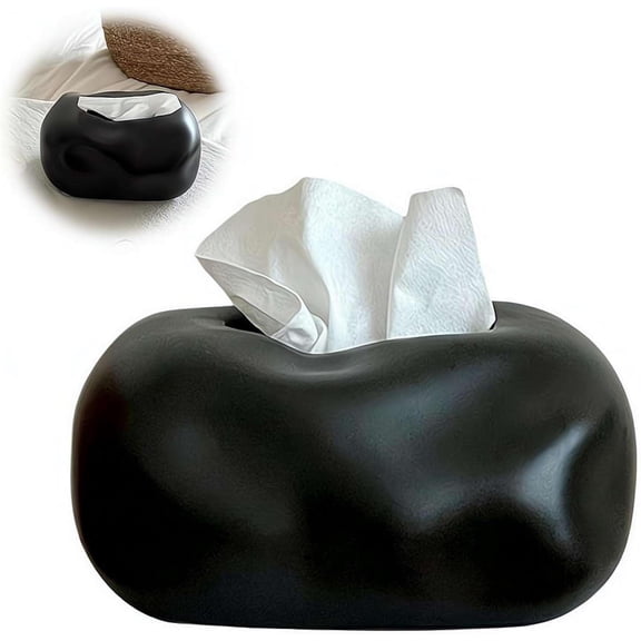 Decorative Ceramic Tissue Box Cover, Modern Sculptural Design Creative Tissue Holder for Bathroom, Living Room and Office Decor, Large Rectangular Napkin Dispenser, Unique Aesthetic Gift for Mom
