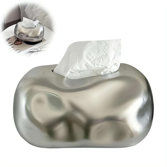 Decorative Ceramic Tissue Box Cover, Modern Sculptural Design Creative Tissue Holder for Bathroom, Living Room and Office Decor, Large Rectangular Napkin Dispenser, Unique Aesthetic Gift for Mom