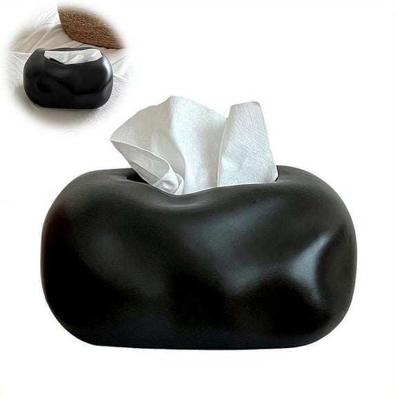 Decorative Ceramic Tissue Box Cover, Modern Sculptural Design Creative Tissue Holder for Bathroom, Living Room and Office Decor, Large Rectangular Napkin Dispenser, Unique Aesthetic Gift for Mom