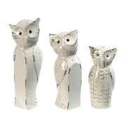 Decorative Ceramic White Owls, Set of 3
