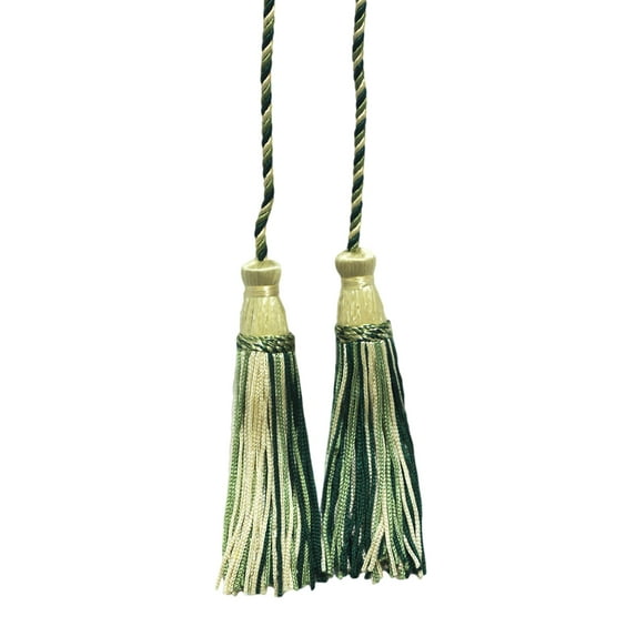 Decorative Chainette Double Tassel Curtain and Drapery Tieback / Holdback, 4" Tassel (10cm), 29" Spread, # CDCT, Spring Medley Green #20 (Forest Green, Sage Green, Light Yellow) Sold Individually