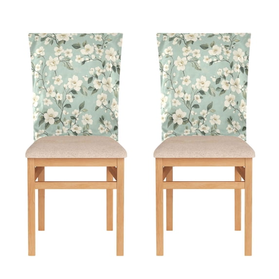 Decorative Chair Back Cover One Size x2 Chair Cover Dining Chair Slipcovers Chair Back Decoration Festival Chair Decoration Cool Beautiful White Flowers