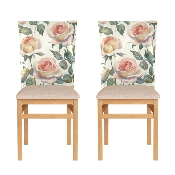 Decorative Chair Back Cover One Size x2 Chair Cover Dining Chair Slipcovers Chair Back Decoration Festival Chair Decoration Coral Roses Seamless