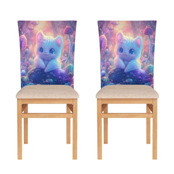 Decorative Chair Back Cover One Size x2 Chair Cover Dining Chair Slipcovers Chair Back Decoration Festival Chair Decoration Super Cool Cat