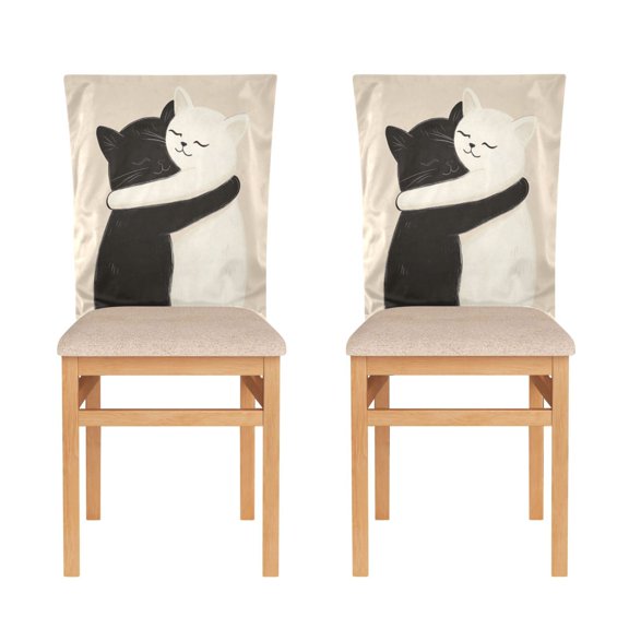 Decorative Chair Back Cover One Size x2 Chair Cover Dining Chair Slipcovers Chair Back Decoration Festival Chair Decoration Two Cats Hugging