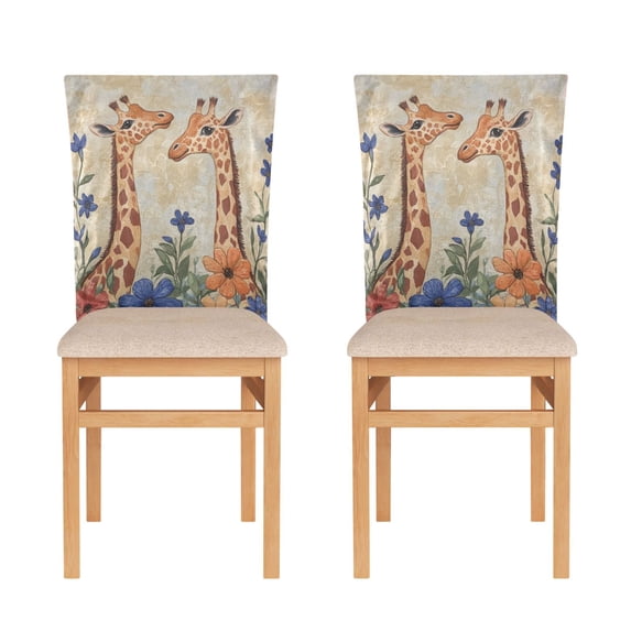 Decorative Chair Back Cover One Size x2 Chair Cover Dining Chair Slipcovers Chair Back Decoration Festival Chair Decoration Two Giraffes
