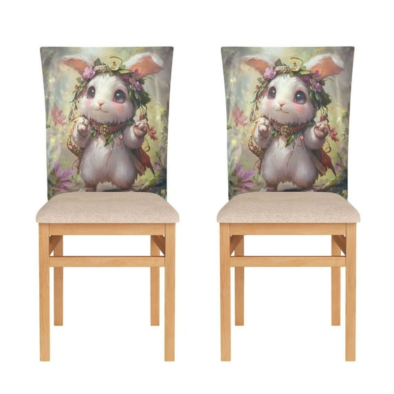 Decorative Chair Back Cover One Size x6 Chair Cover Dining Chair Slipcovers Chair Back Decoration Festival Chair Decoration Cartoon Traveling Rabbit