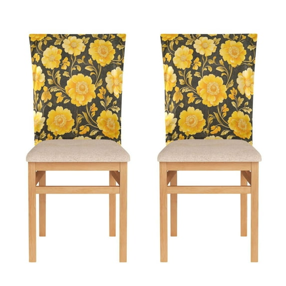 Decorative Chair Back Cover One Size x6 Chair Cover Dining Chair Slipcovers Chair Back Decoration Festival Chair Decoration Lovely Yellow Flower Pattern