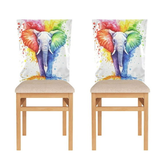 Decorative Chair Back Cover One Size x6 Chair Cover Dining Chair Slipcovers Chair Back Decoration Festival Chair Decoration Watercolor Elephant Pattern