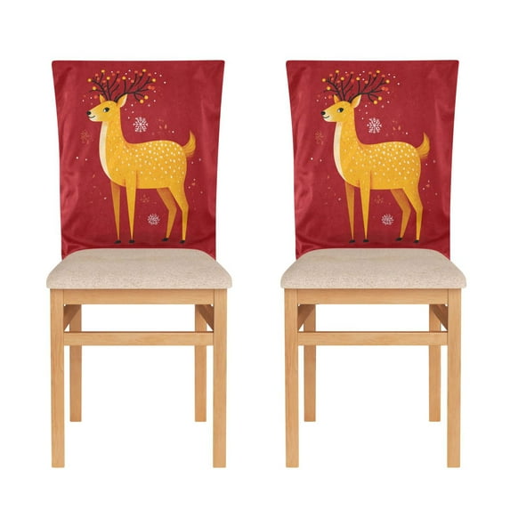 Decorative Chair Back Cover One Size x6 Chair Cover Dining Chair Slipcovers Chair Back Decoration Festival Chair Decoration Yellow Christmas Deer Beautiful