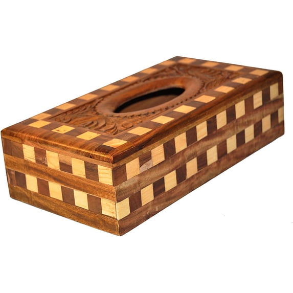 Decorative Chess Tissue Box Cover- Chess Design- Wooden Carved Box