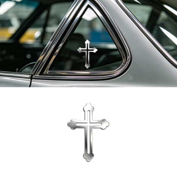 Decorative Christian Cross Metal Decal, 1.5mm Anti-Rust Stainless Steel Car Sticker, Waterproof Emblem for Vehicle, Guitar, Piano & Home Decor