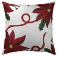 thumbnail image 1 of Decorative Christmas Embroidered Poinsettias Design Throw Pillow, 1 of 2
