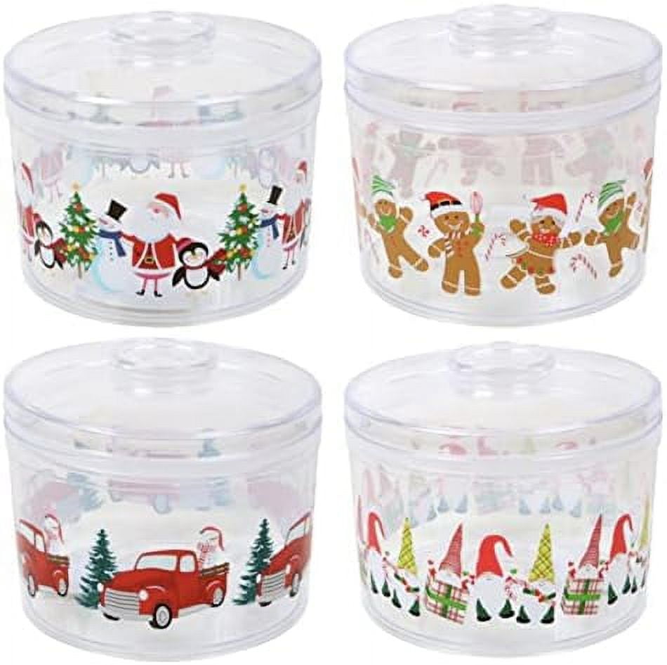 Christmas-Themed Holiday Plastic Cookie Storage Buckets with Lids, (2-Ct  Pack) - (Varied) Printed Design Snacks Homemade Sweets Jar Baked Goodies