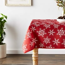 Decorative Christmas Snowflakes Design Red Tablecloths - 60" X 84"
