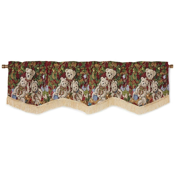 Decorative Christmas Teddy Bears Design Tapestry 60" X 15" Window Valance