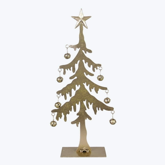 Decorative Christmas Tree - Perfect Holiday Decor For Home And Office - Fits On Countertops, Desks, Shelves, And More - 825" X 4" X 19" - Metal Gold Star