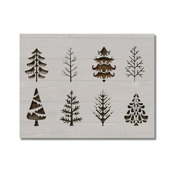 Decorative Christmas Trees Stencil Template Reusable 8.5 x 11 Inches for Painting on Walls, Wood, Arts and Crafts by Stencilville