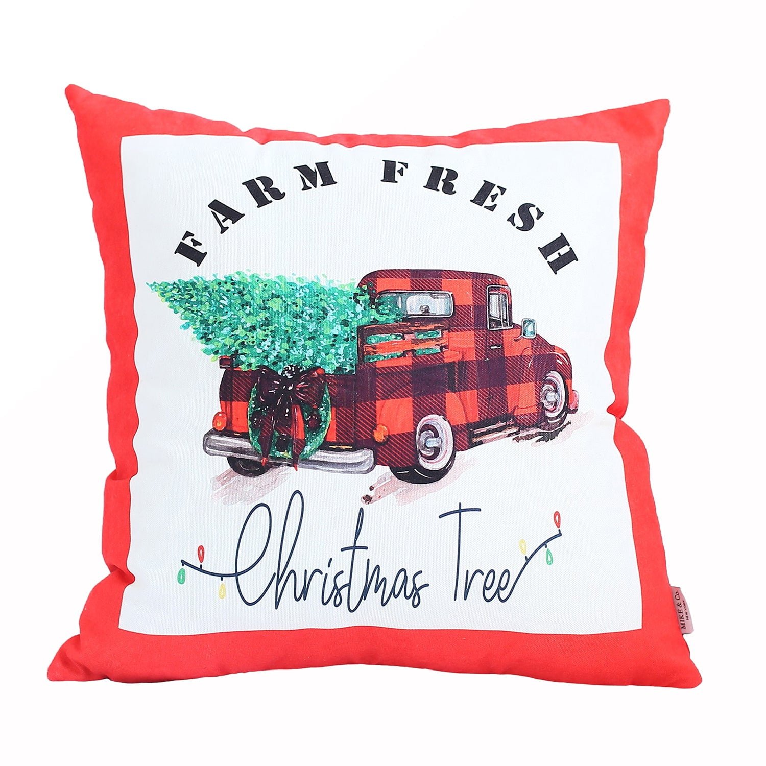Red and White Christmas Truck Polyester Throw Pillow Cover