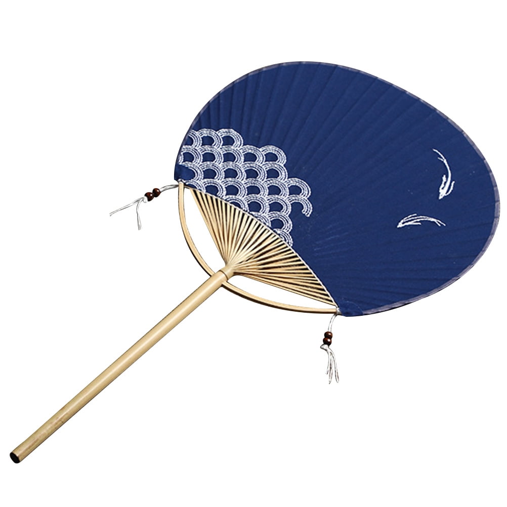 Decorative Circular Fan Embroidery Hand Fan Delicate Bamboo Fabric
