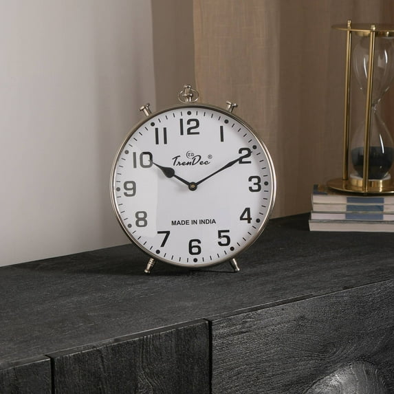Decorative & Classic Aluminum Silver Table Clock-Desk clock