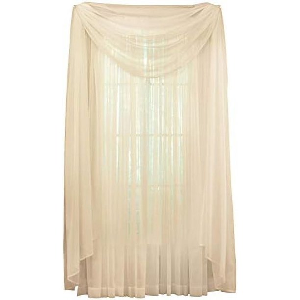 Decorative Classic Privacy Sheer Window Curtain Panel, Rod Pocket Top, Cream, 59" X 84